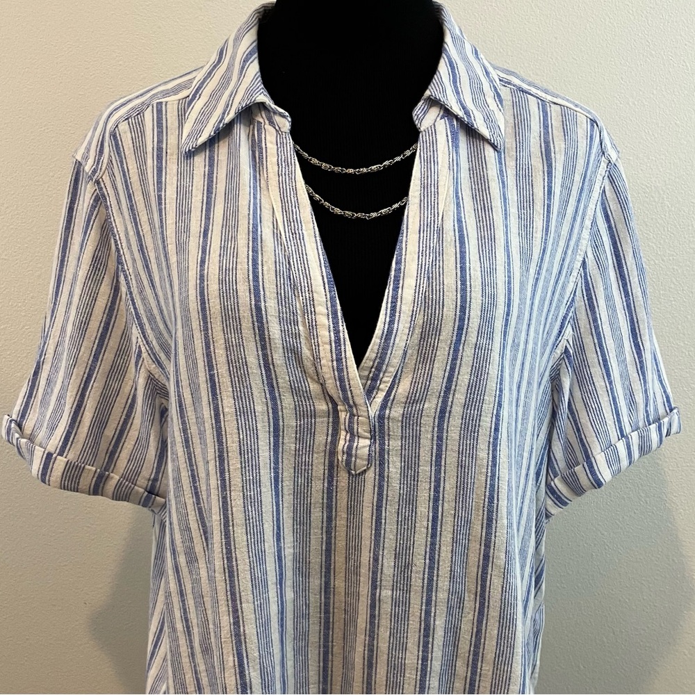 Striped Button Down Linen Shirt